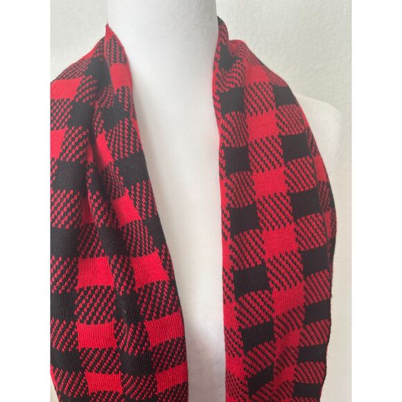 Woolrich Wool Blend Scarf Red and Black Plaid - Picture 2 of 5